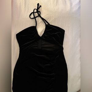 BLACK ZARA VELVET CUTOUT DRESS